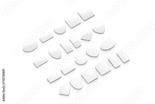 Blank white fridge magnet mockup, different shape, side view