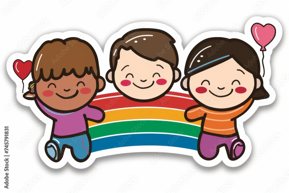LGBTQ Sticker affection design. Rainbow lgbtq pride sticker for rally motive inspiration sticker diversity Flag illustration. Colored lgbt parade pronoun validation. Gender speech interfaith harmony