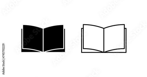 Open book icons. Linear, open book icons, book design. Vector icons photo