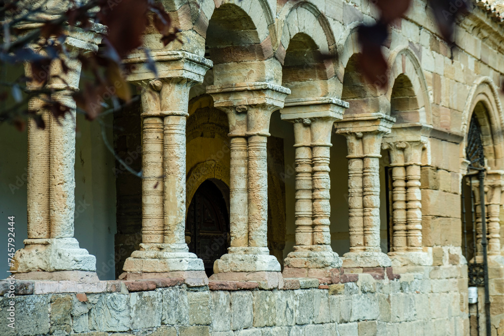 Naklejka premium Church of San Bartolomé, Romanesque style temple, Atienza, Guadalajara Province, Castilla-La Mancha, Spain