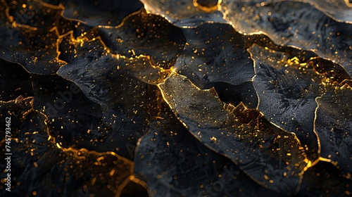 3D abstract wallpaper featuring a three-dimensional dark golden and black background, creating a luxurious golden wallpaper with hints of black for added depth and contrast. 