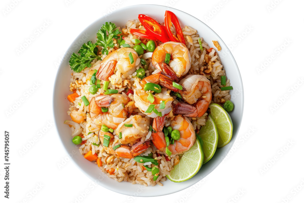 Shrimp fried rice. Fried rice, healthy Thai food, isolated on a transparent background. Shrimp fried rice. Fried rice, healthy Thai food, isolated on a transparent background.