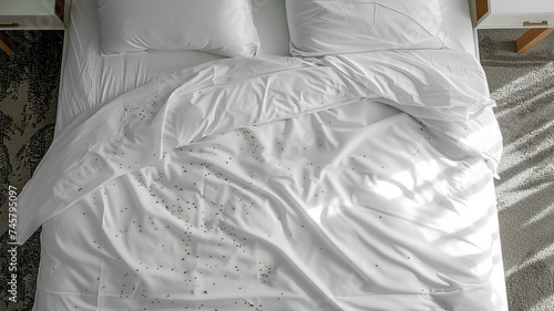 Bedbug colony on hotel bedroom