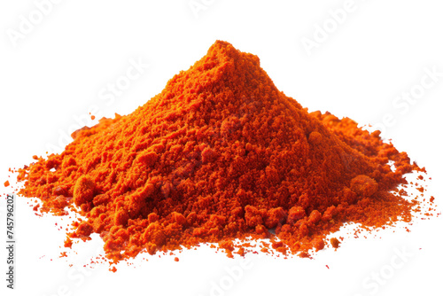 Heap of ground paprika isolated on transparent background. photo