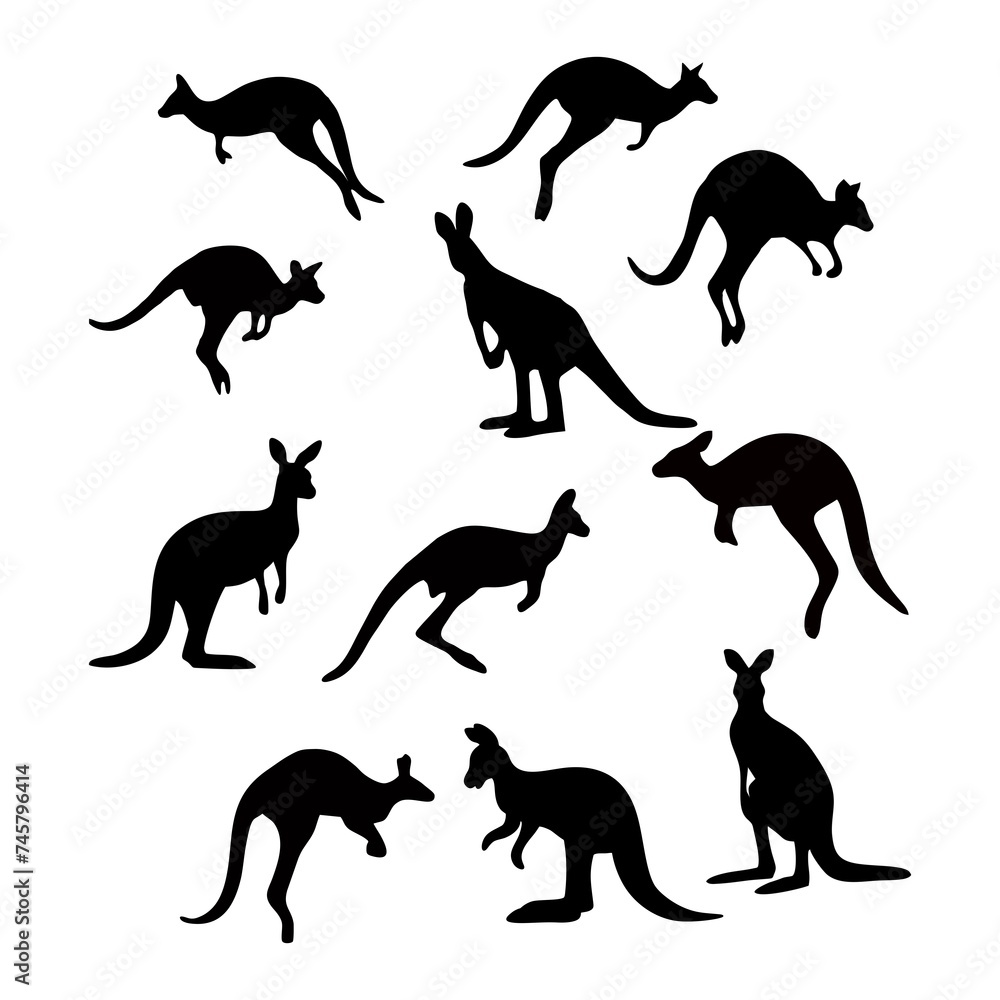 silhouette of a standing kangaroo silhouette of a standing kangaroo