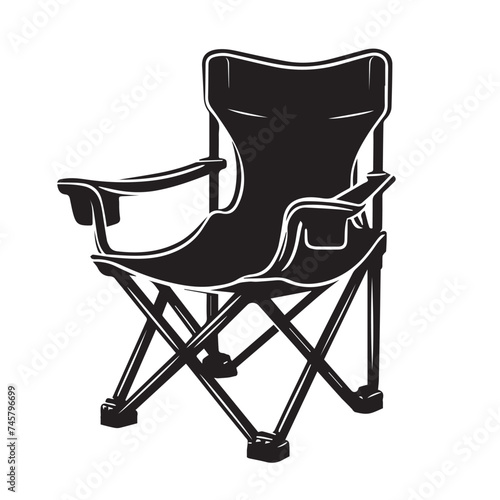 Black Silhouette of Camping chair clipart, Camping chair Vector silhouette