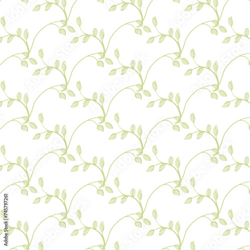 light green branch seamless pattern