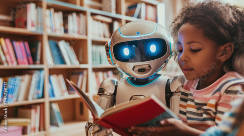 Robot reading stories to enchanted children in a digital library classroom