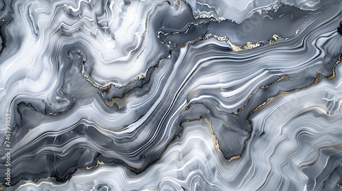 Silver Marble Swirl Background with Gray Accents for Modern and Sleek Designs