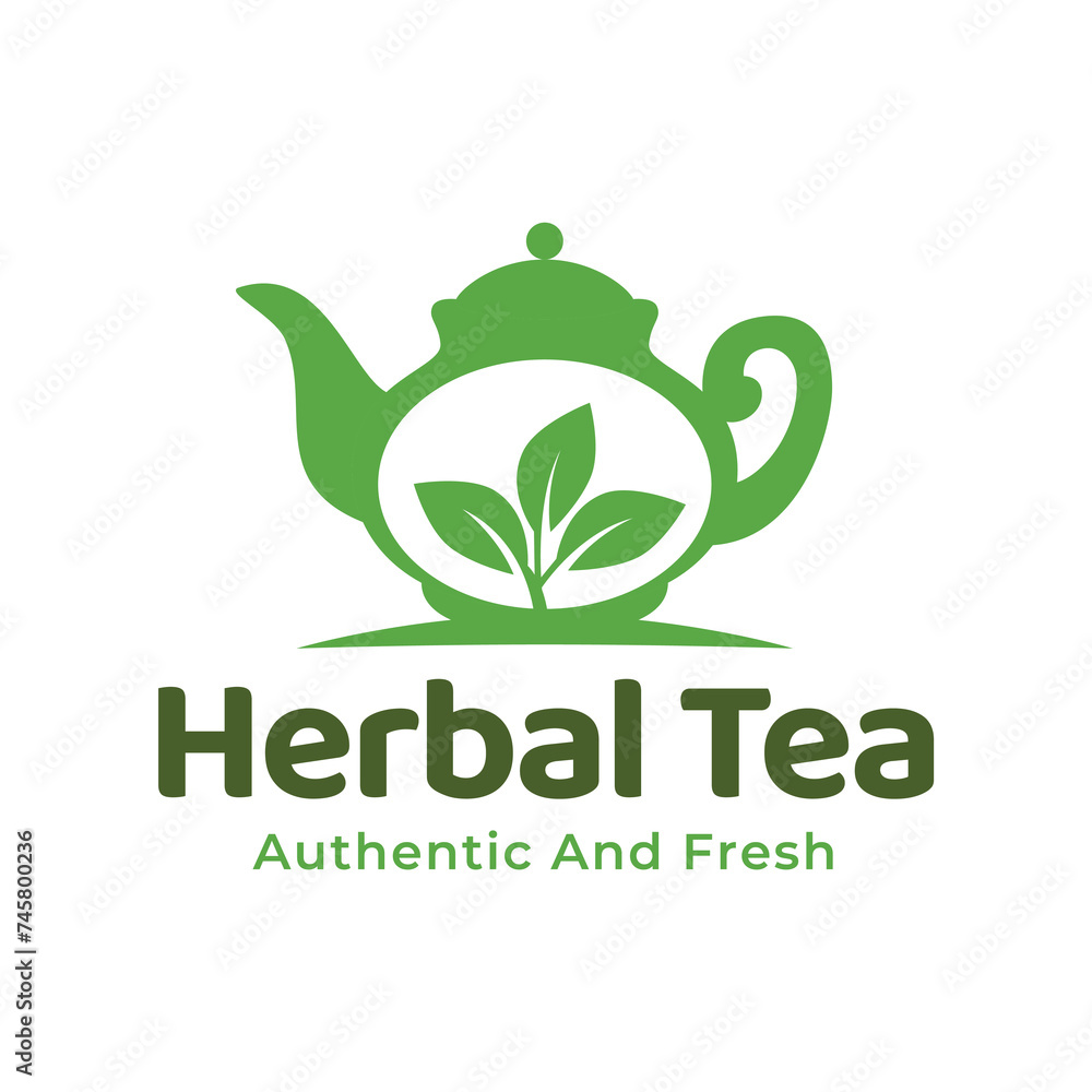 Teapot green tea leaf logo icon design template flat vector. Vector Tea logo isolated on a white background Teapot green tea leaf logo icon design template flat vector. Vector Tea logo isolated on a white background