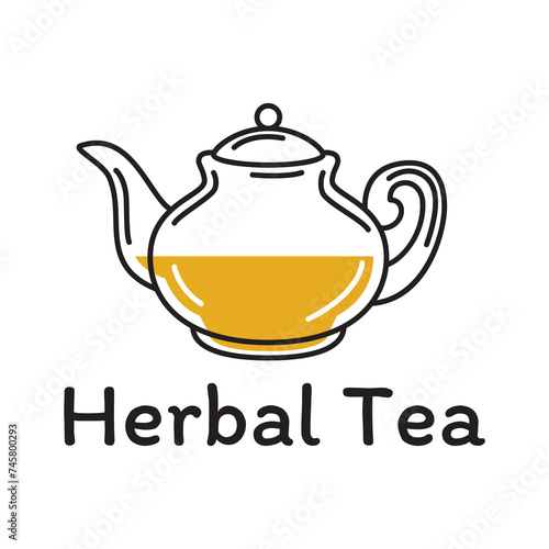 Teapot green tea leaf logo icon design template flat vector. Vector Tea logo isolated on a white background