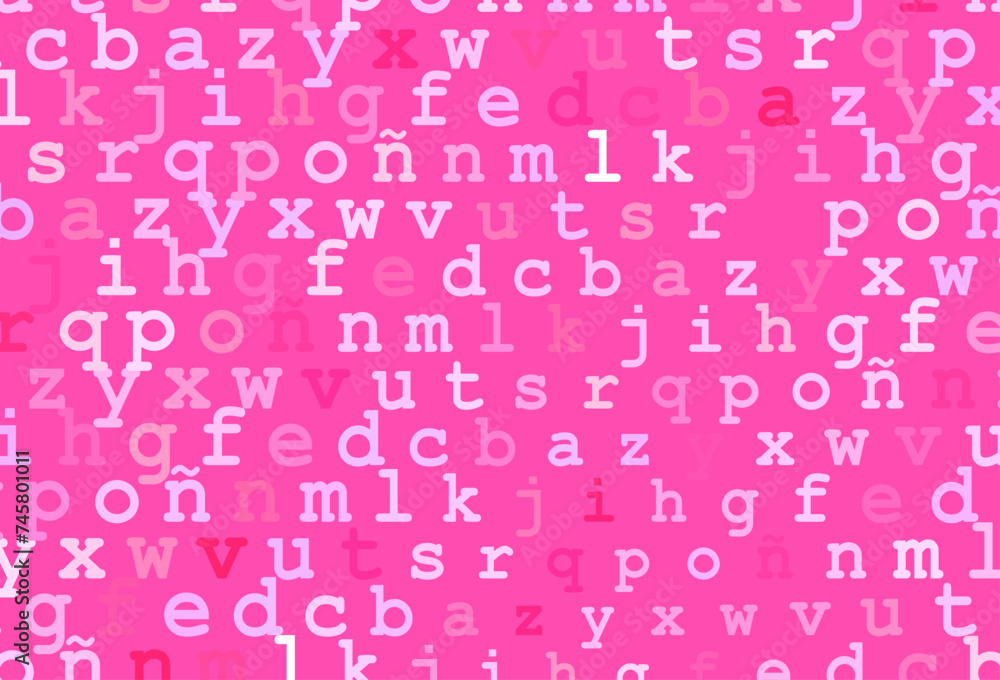 Light pink, blue vector background with signs of alphabet. Light pink, blue vector background with signs of alphabet.