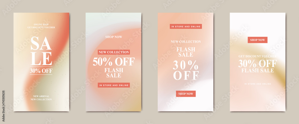 Social media sale banners and web ads templates set. aesthetic gradient mesh design vector. For website and mobile banners, print material, newsletter designs, coupons, marketing Social media sale banners and web ads templates set. aesthetic gradient mesh design vector. For website and mobile banners, print material, newsletter designs, coupons, marketing