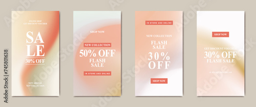 Social media sale banners and web ads templates set. aesthetic gradient mesh design vector. For website and mobile banners, print material, newsletter designs, coupons, marketing