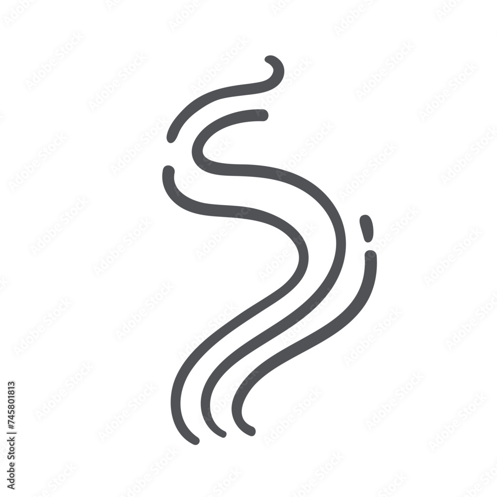 Steam and smell wavy lines icon. Aroma scent symbols of hot breakfast coffee cup and cooking food, smoke of grill and fire. Air wind and simple steam swirls icon of doodle style vector illustration - obrazy, fototapety, plakaty 