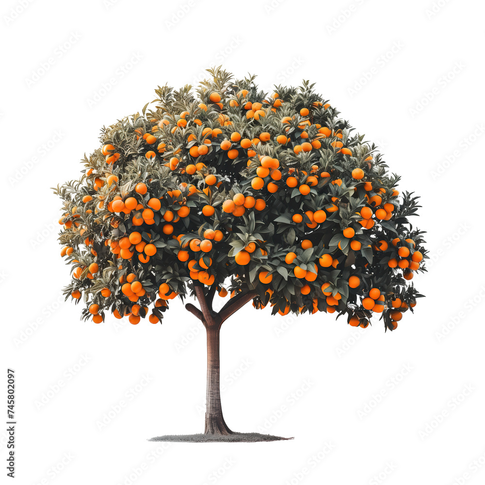 tangerine tree on transparent background