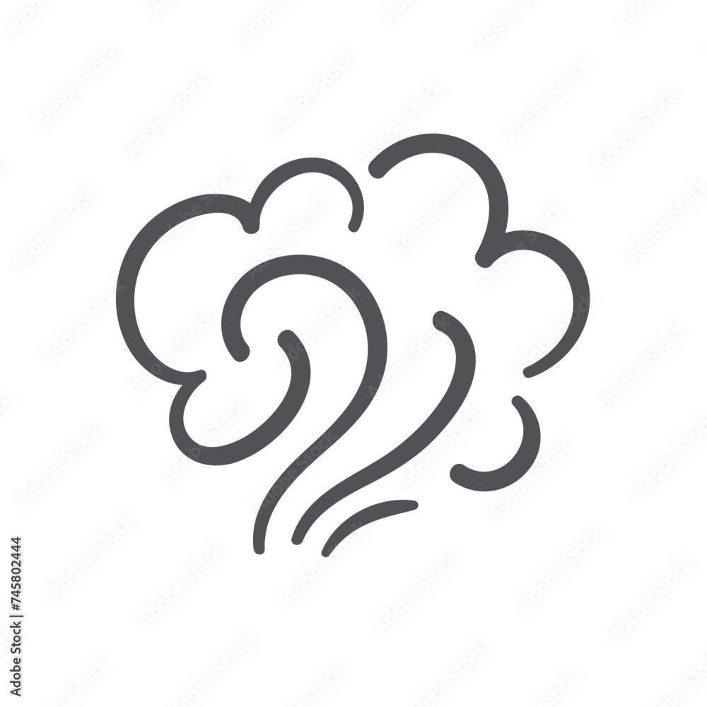 Steam cloud swirl lines icon. Bad smell or stink odour, toxic fume and atmosphere gas, smoke of cigarettes or hot fire, vapor steam. Air winds blow upward icon of doodle style vector illustration Steam cloud swirl lines icon. Bad smell or stink odour, toxic fume and atmosphere gas, smoke of cigarettes or hot fire, vapor steam. Air winds blow upward icon of doodle style vector illustration