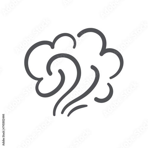 Steam cloud swirl lines icon. Bad smell or stink odour, toxic fume and atmosphere gas, smoke of cigarettes or hot fire, vapor steam. Air winds blow upward icon of doodle style vector illustration