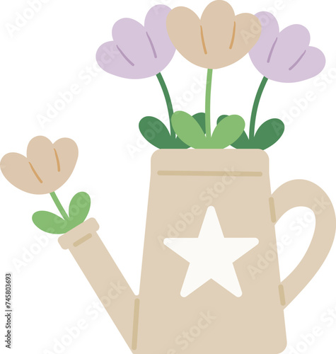 tulips in a gibberish pot. Flat color botanical vector illustration. Flower Vector. Floral Vector photo