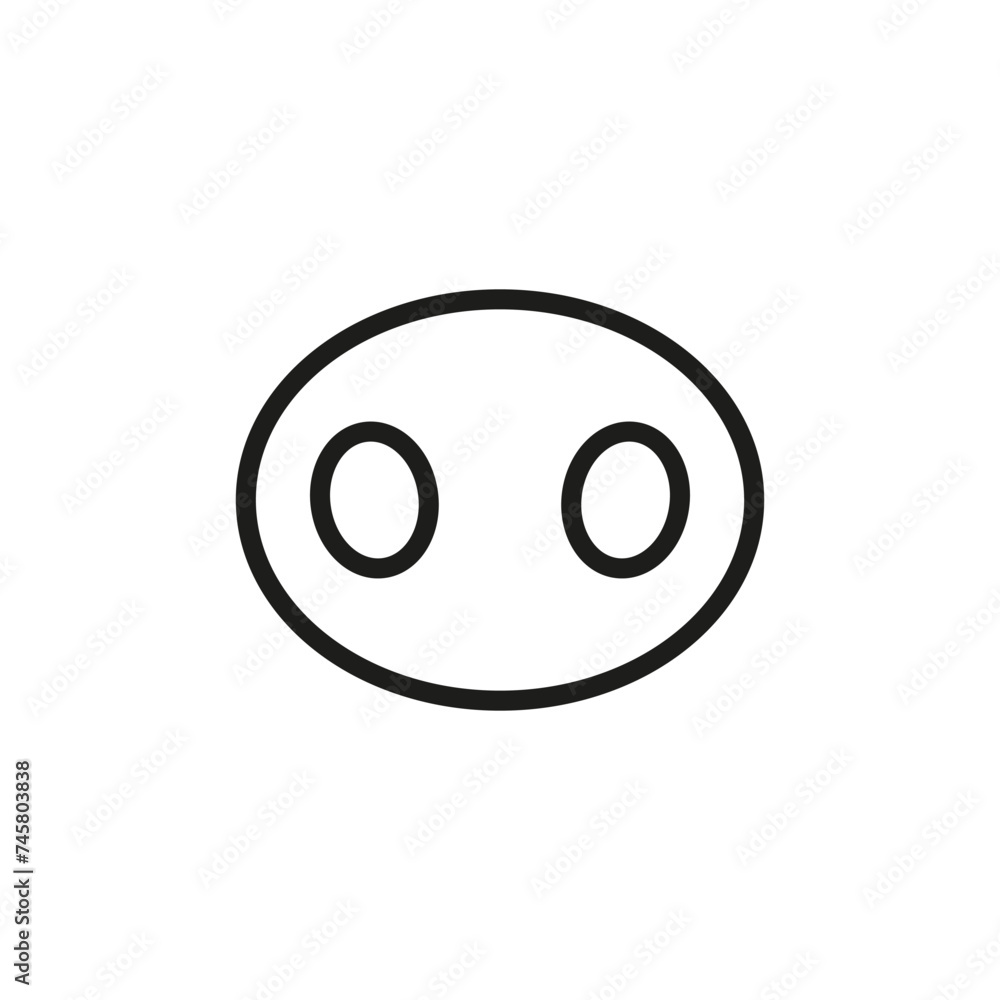 Pig nose. Vector outline and linear icon on white background. Pig nose. Vector outline and linear icon on white background.