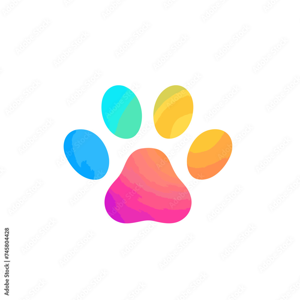 Veterinary practice filled gradient logo. Animal welfare. Paw print. Design element. Created with artificial intelligence. Bright ai art for corporate branding, mobile vet clinic, pet supplies Veterinary practice filled gradient logo. Animal welfare. Paw print. Design element. Created with artificial intelligence. Bright ai art for corporate branding, mobile vet clinic, pet supplies