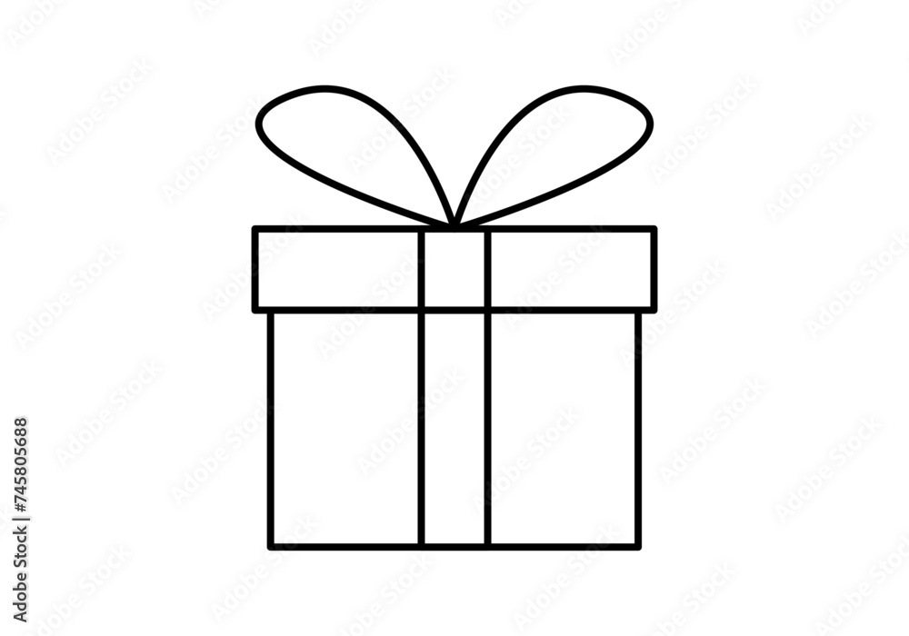 Icono negro de un regalo en fondo blanco. Icono negro de un regalo en fondo blanco.