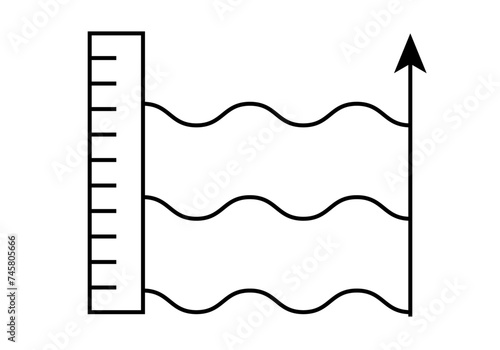 Icono negro de crecida del agua en una inundación. 