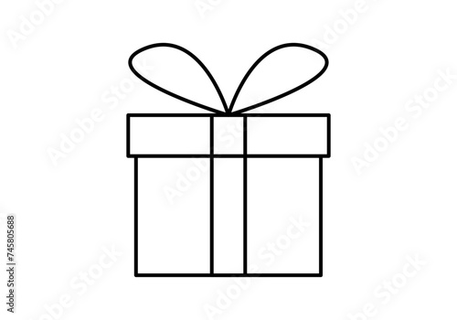 Icono negro de un regalo en fondo blanco.