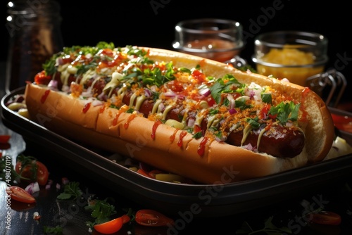 Popular American hot dog dish in the United States of America, generative IA