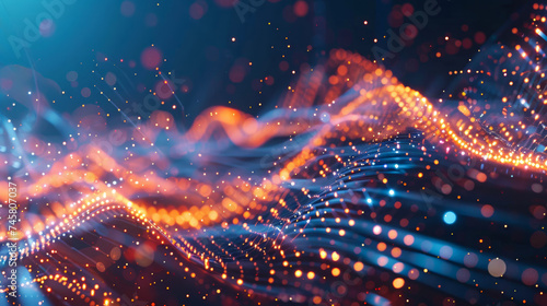 Dynamic digital waves with glowing particles