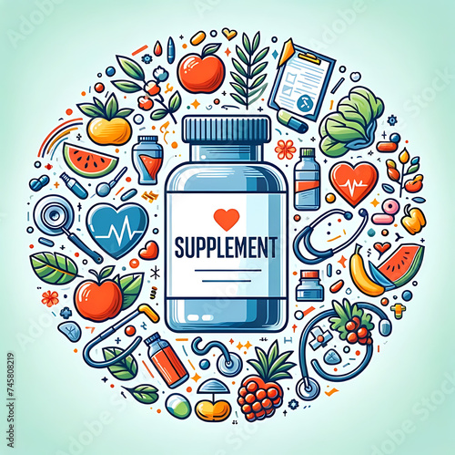 illustration, healthy, Health food nutritional pill box