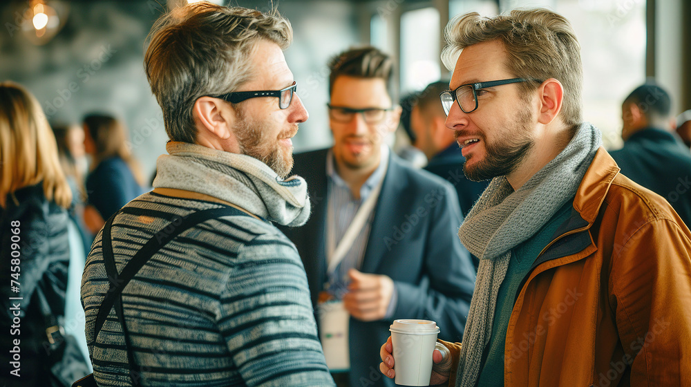 Obraz premium Businessmen Engaging in Casual Conversation