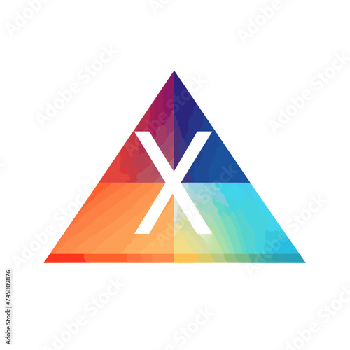 Software development enterprise filled gradient initial logo idea. IT company. Letters inside triangle shape. Graphic design. Created using neural network