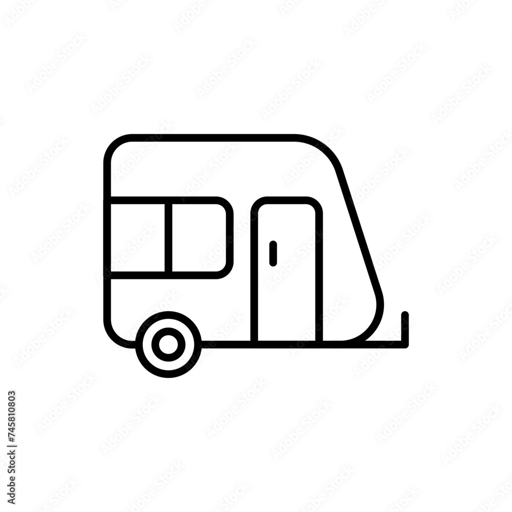 Camper van outline icons, minimalist vector illustration ,simple transparent graphic element .Isolated on white background