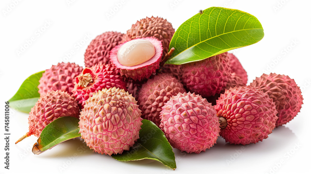 Lychee isolated on white background, concept of exotic fruits Lychee isolated on white background, concept of exotic fruits