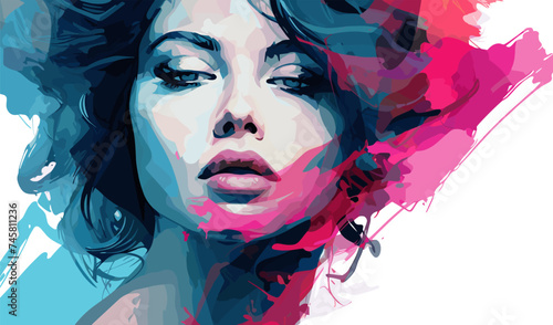 abstract portrait of woman isolated vector style with transparent background illustration