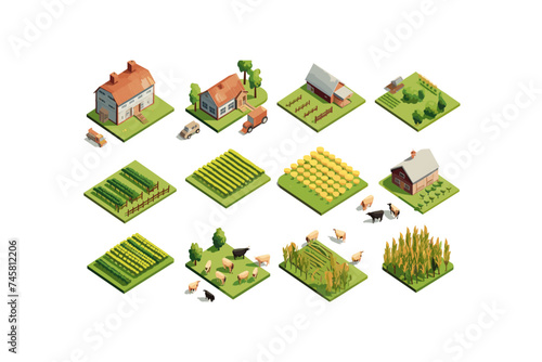 agriculture isometric vector flat minimalistic isolated illustration