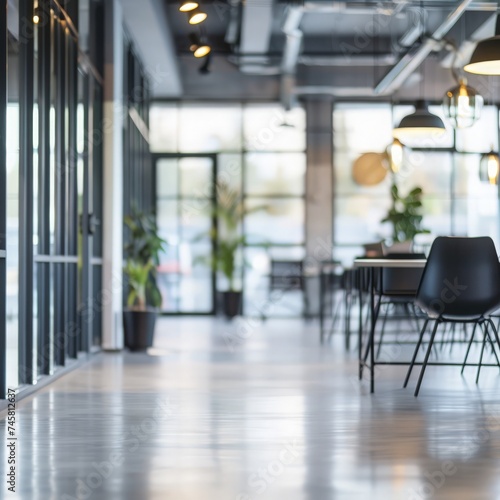 Blurred background of empty modern office