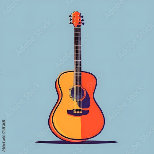 acoustic guitar isolated on light backgrounds, Acoustic Guitar Vector Illustration, Generative AI 