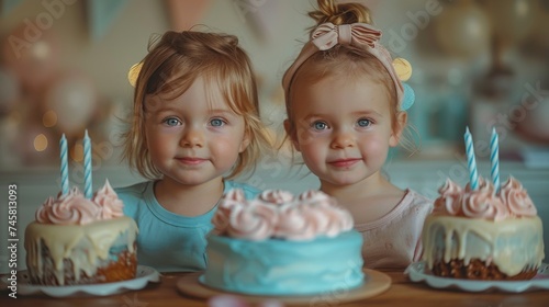 little children celebrating birthday, child party concept