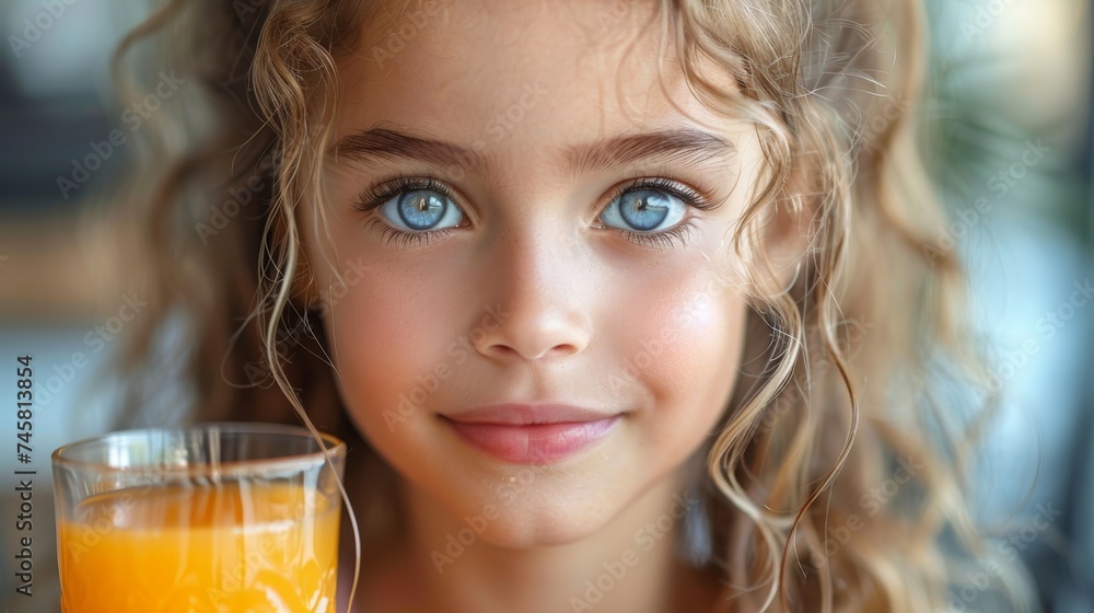 portrait of a girl with orange juice portrait of a girl with orange juice