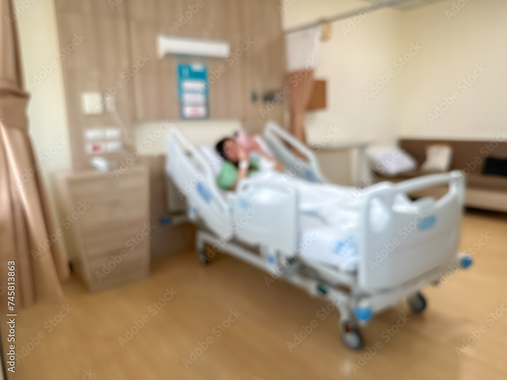 Blur image of Patients are recuperating in a luxurious, modern ward. The atmosphere is clear and you can see the surrounding view. Blur image of Patients are recuperating in a luxurious, modern ward. The atmosphere is clear and you can see the surrounding view.