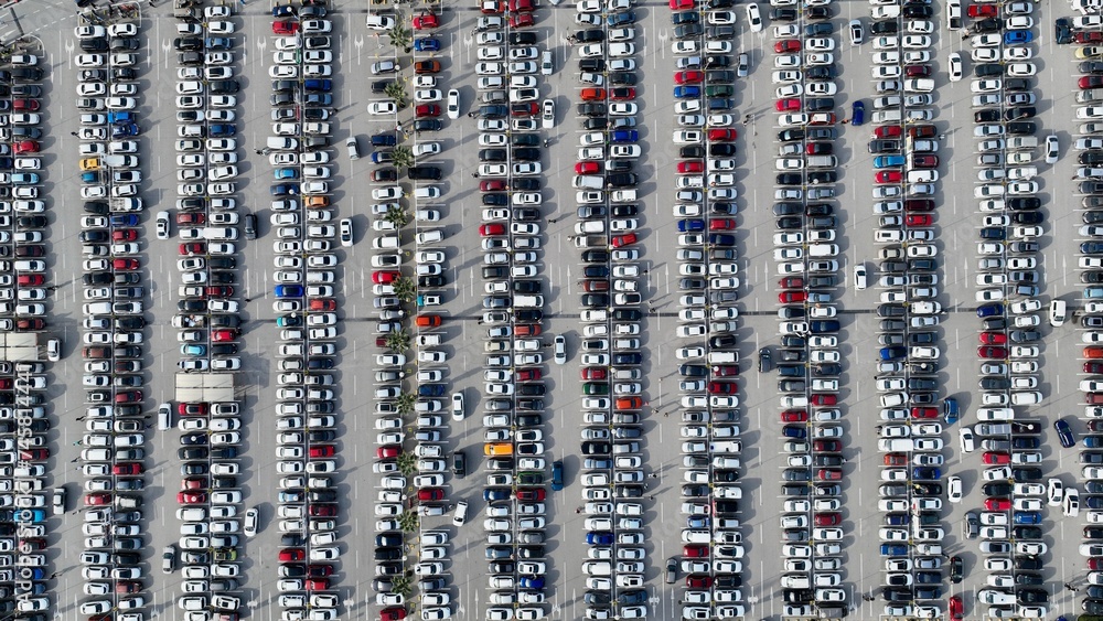 aerial view of vehicles in the parking lot aerial view of vehicles in the parking lot