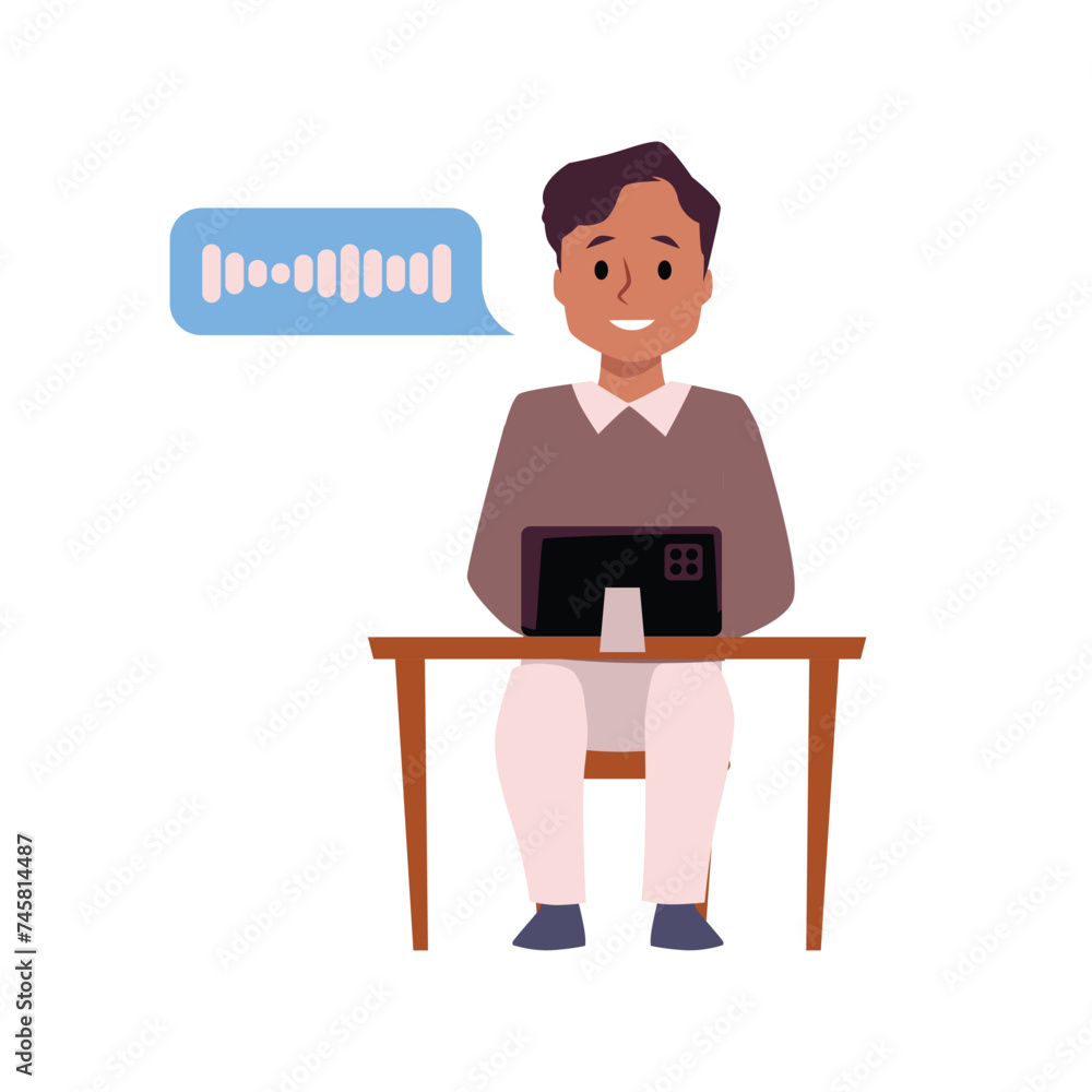 Cute boy speaking by the smartphone or tablet, vector child using gadget, online education, communication entertainment Cute boy speaking by the smartphone or tablet, vector child using gadget, online education, communication entertainment