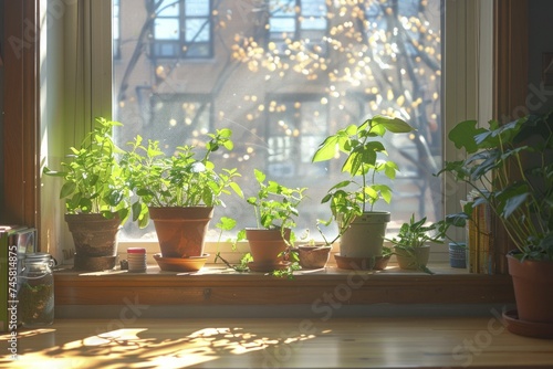 After a day of learning and interaction, gentle shadows from classroom plants on the sill signal quiet life.
