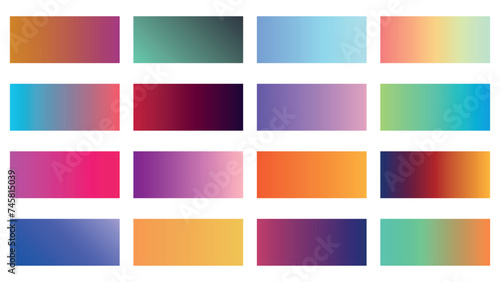 Set of colorful gradients swatches different color shades palette used in website mobile UI and wallpaper