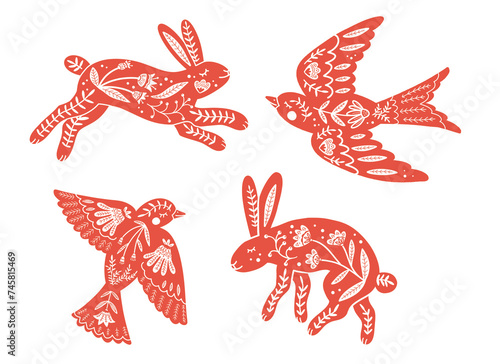Принти на полотні Scandinavial folk animals