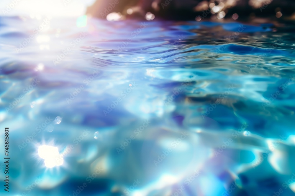 夏 青 水面 海 プリズムライト オーバーレイ フレア 光沢 背景, Generative AI 夏 青 水面 海 プリズムライト オーバーレイ フレア 光沢 背景, Generative AI