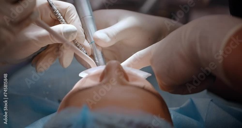 Oral surgery in dental clinic, process of dental treatment in clinic
