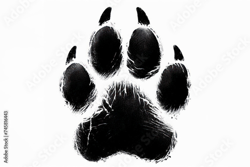 Black dog Handprint isolated on solid white background. ai generative